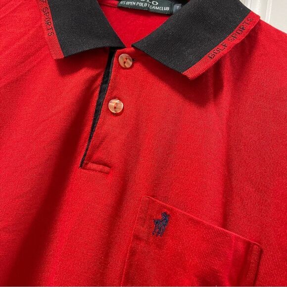 Vintage US Open Polo Team Club Red Long Sleeve Shirt - M - Picture 3 of 8
